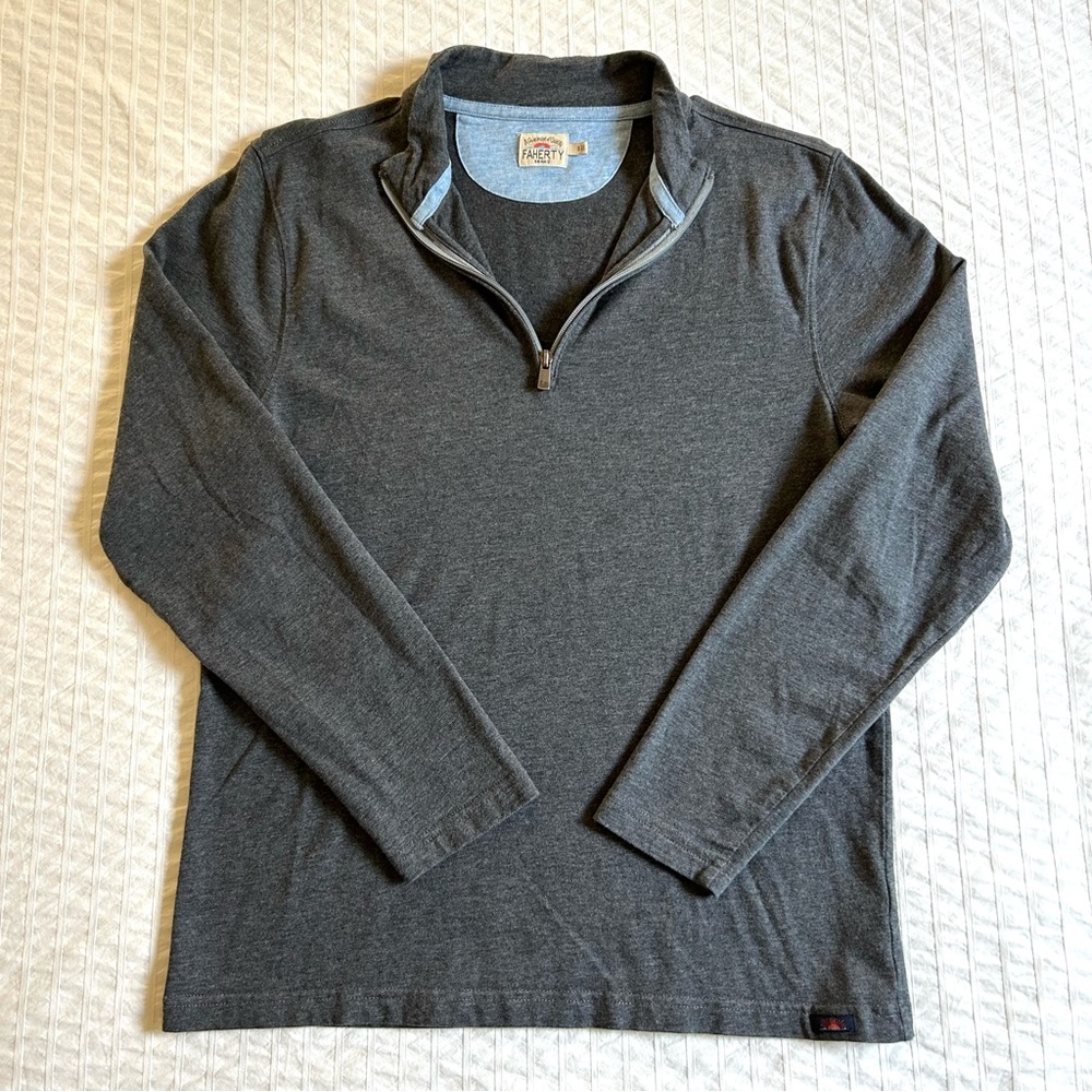 Faherty Men’s Quarter Zip Pullover | Size S | Gray